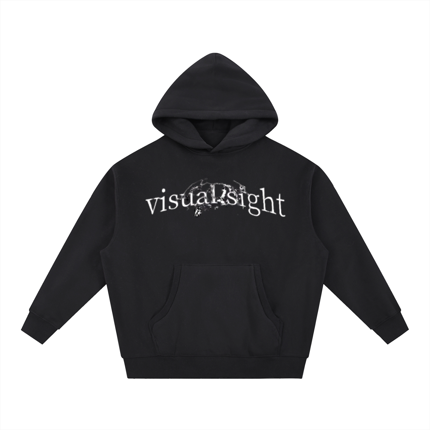 visual.sight Black Oversized Boxy Fleece Hoodie